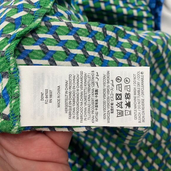 Boden NWT Kate Satin Green Geo Daze Long Sleeve Midi Shirt Dress Size 12 Office - Picture 10 of 16